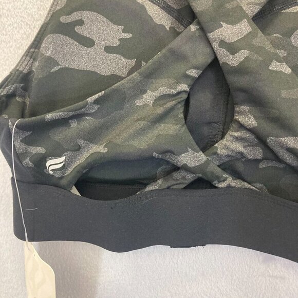 NWT Fabletics Ella High Support Zip Front Sports Bra Small S Black Gray Camo - Picture 7 of 10
